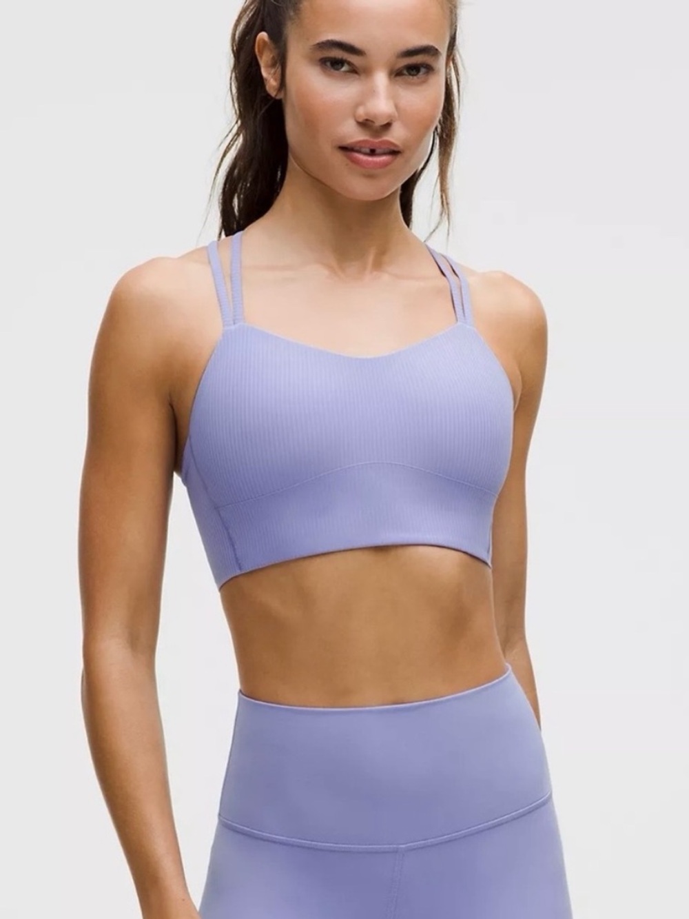 Lululemon Like a Cloud Longline Ribbed Yoga Bra Purple Size 4